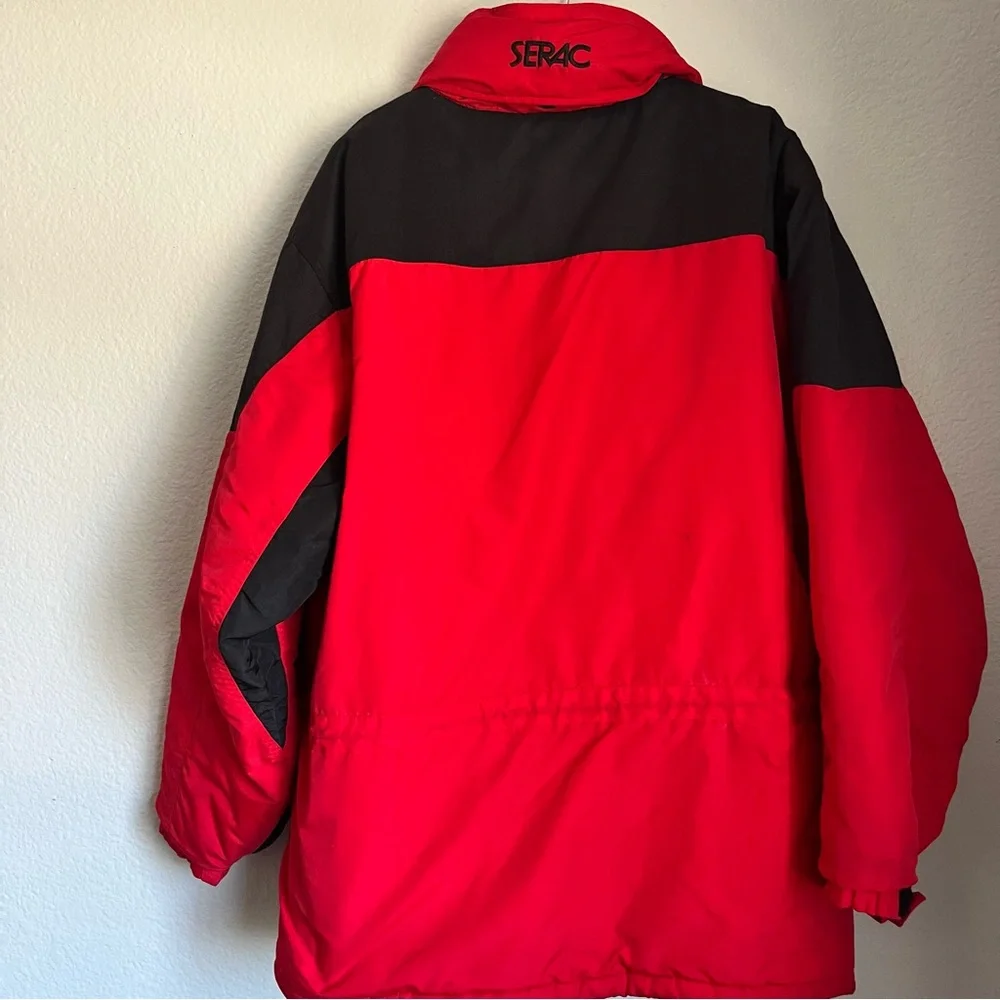 Serac Men’s Red and Black Winter Jacket Pockets Logo Zip & Snap Front